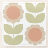 Pastellrosa Retro-Blumenmuster im Stil der Mitte d Glasuntersetzer (Vorderseite)