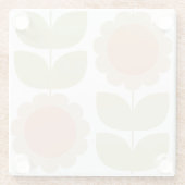 Pastellrosa Retro-Blumenmuster im Stil der Mitte d Glasuntersetzer (Rückseite)