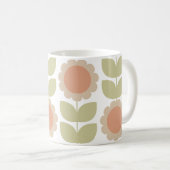 Pastellrosa Retro-Blumenmuster im Stil der Mitte d Kaffeetasse (VorderseiteRechts)