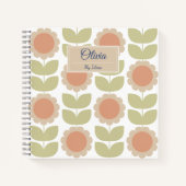 Pastellrosa Retro-Blumenmuster im Stil der Mitte d Notizblock (Vorderseite)