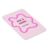Pastellrosa Retro Hochzeitsgrenzennacht Datum Magnet (Rechte Seite)