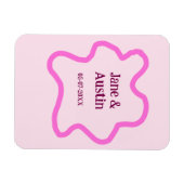 Pastellrosa Retro Hochzeitsgrenzennacht Datum Magnet (Horizontal)