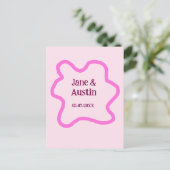 Pastellrosa Retro Hochzeitsgrenzennacht Datum Postkarte (Stehend Vorderseite)