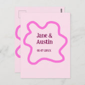 Pastellrosa Retro Hochzeitsgrenzennacht Datum Postkarte (Vorne/Hinten)