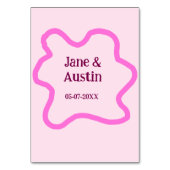 Pastellrosa Retro Hochzeitsgrenzennacht Datum Tischnummer (Rückseite)