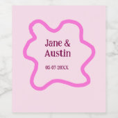 Pastellrosa Retro Hochzeitsgrenzennacht Datum Weinetikett (Einzelnes Label)