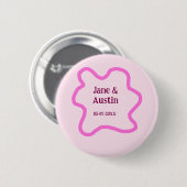 Pastellrosa retro-hochzeitsrahmen mit Name und Dat Button (Vorne & Hinten)