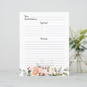 Pastellrosa Rosa Rosa Rose Blumenmuster Rezeptkart (Stehend Vorderseite)