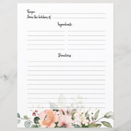 Pastellrosa Rosa Rosa Rose Blumenmuster Rezeptkart