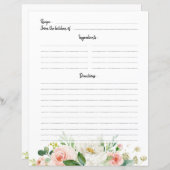 Pastellrosa Rosa Rosa Rose Blumenmuster Rezeptkart (Vorne/Hinten)