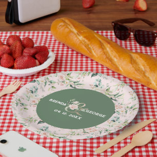 Pastellrosa Rosen Wasserfarben nahtlose Muster Pap Pappteller