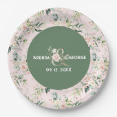 Pastellrosa Rosen Wasserfarben nahtlose Muster Pap Pappteller (Vorderseite)