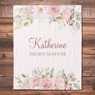 Pastellrosa Rosenblume Floral Beste Mutter Aller Z Fleecedecke