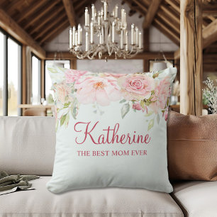 Pastellrosa Rosenblume Floral Die beste Mutter übe Kissen