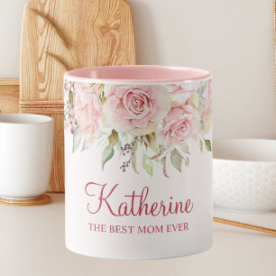 Pastellrosa Rosenblume Floral Die beste Mutter übe Tasse