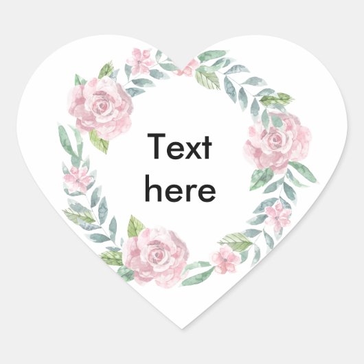 Pastellrosa Rosenkranz zum Anpassen mit Namen Herz-Aufkleber (Vorderseite)