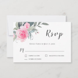 Pastellrosa Roses Watercolor Floral RSVP Card Karte