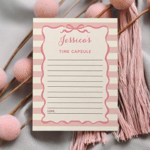 Pastellrosa Schleife 1. Geburtstag Time Capsule Ka Einladung