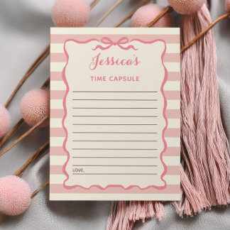 Pastellrosa Schleife 1. Geburtstag Time Capsule Ka Einladung