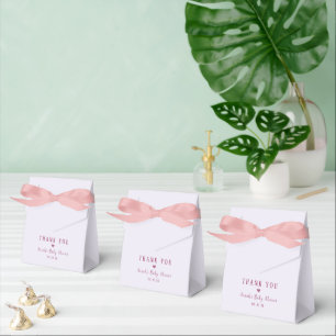 Pastellrosa Schleife Danke Baby Shower Geschenkschachtel