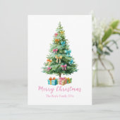 Pastellrosa Schleifen Weihnachtsbaum Feiertagskarte (Stehend Vorderseite)