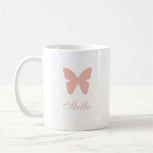 Pastellrosa Schmetterling Kaffeetasse