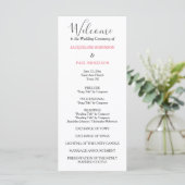 Pastellrosa-schwarzes Hochzeitsprogramm Programm (Stehend Vorderseite)