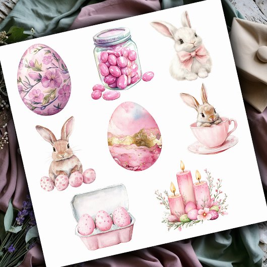 Pastellrosa Set 1 Ostern Aufkleber