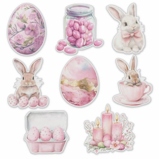 Pastellrosa Set 1 Ostern Aufkleber (Vorderseite)