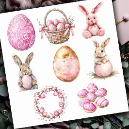 Pastellrosa Set 2 Ostern Aufkleber