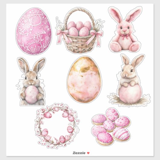 Pastellrosa Set 2 Ostern Aufkleber (Blatt)
