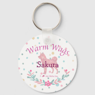 Pastellrosa Shiba Inu Personalisiertes Weihnacht Schlüsselanhänger