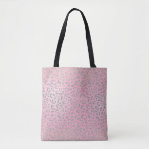 Pastellrosa Silber Leopardenprint Tasche