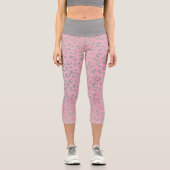 Pastellrosa Silberleopard Capri Leggings (Vorderseite)