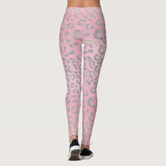 Pastellrosa Silberleopard Leggings (Rückseite)