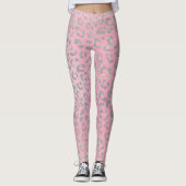 Pastellrosa Silberleopard Leggings (Vorderseite)