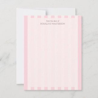 Pastellrosa Streifen Elegantes Monogramm Mitteilungskarte