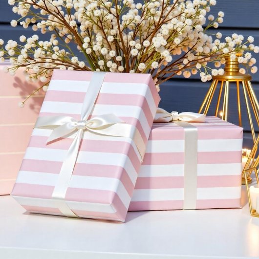 Pastellrosa Streifen Geschenkpapier
