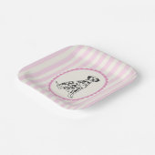 Pastellrosa Streifen und Schwarze Hunde-Illustrati Pappteller (Gewinkelt)