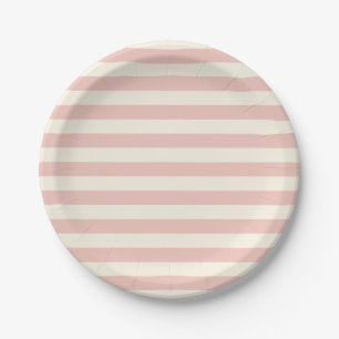 Pastellrosa-Streifenmuster Modern Minimalistisch Pappteller