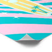Pastellrosa Surfbrett, Beach Art, Tropenmuscheln Poster (Ecke)