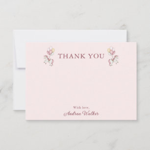 Pastellrosa süße Karussell Mädchen Baby Shower Dankeskarte