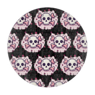 Pastellrosa Totenkopf und gekreuzte Knochen Schneidebrett