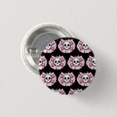 Pastellrosa Totenkopf und Kreuzknochen Button (Vorne & Hinten)