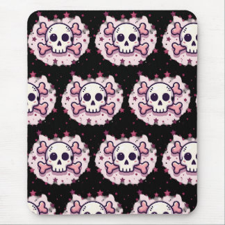 Pastellrosa Totenkopf und Kreuzknochen Mousepad