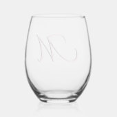 Pastellrosa Trendy Elegant Monogram Initial Letter Weinglas Ohne Stiel (Rückseite)