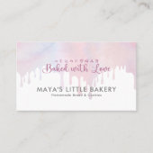 Pastellrosa tropfende Bäckerei-Gebäck-Chef Visitenkarte (Vorderseite)