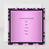 Pastellrosa-u. Schwarz-Blumen-40. Geburtstag Einladung (Rückseite)