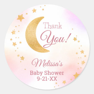 Pastellrosa über dem Mond Danke, dass ihr Baby Dus Runder Aufkleber