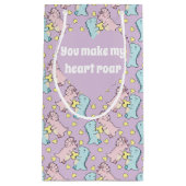 Pastellrosa und blau romantischer Dinosaurier Kleine Geschenktüte (Vorderseite)